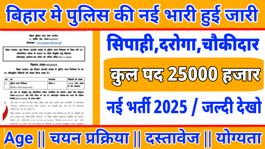 Up Bihar Police New Vacancy 2025: बिहार मे पुलिस की आई नई भर्ती अब 75000 पदों पर होगा भर्ती