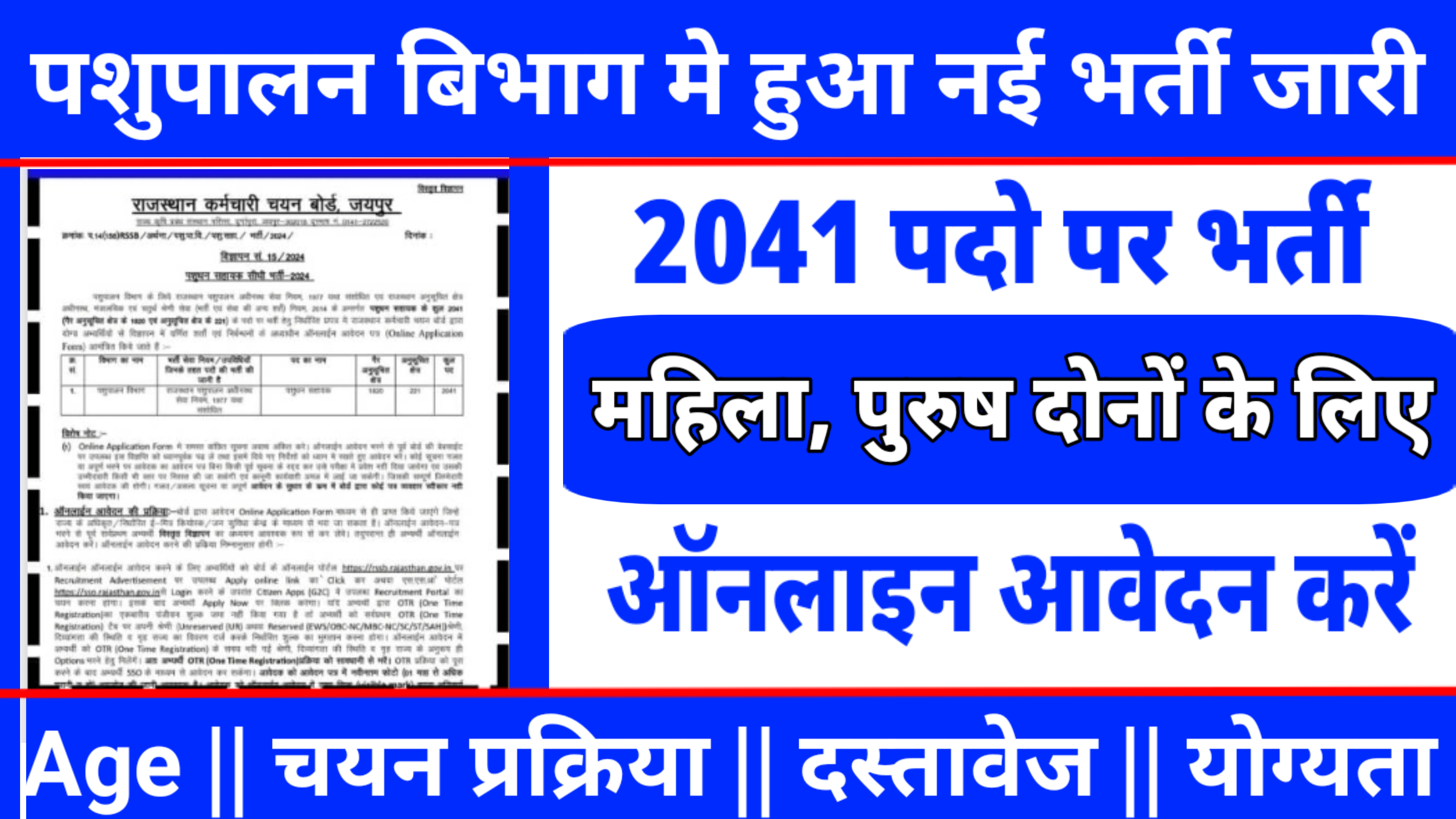 Pashupalan 2041 Recruitment: पशुपालन विभाग में आया 2041 पदों पे यह शानदार भर्ती, यहाँ देखें